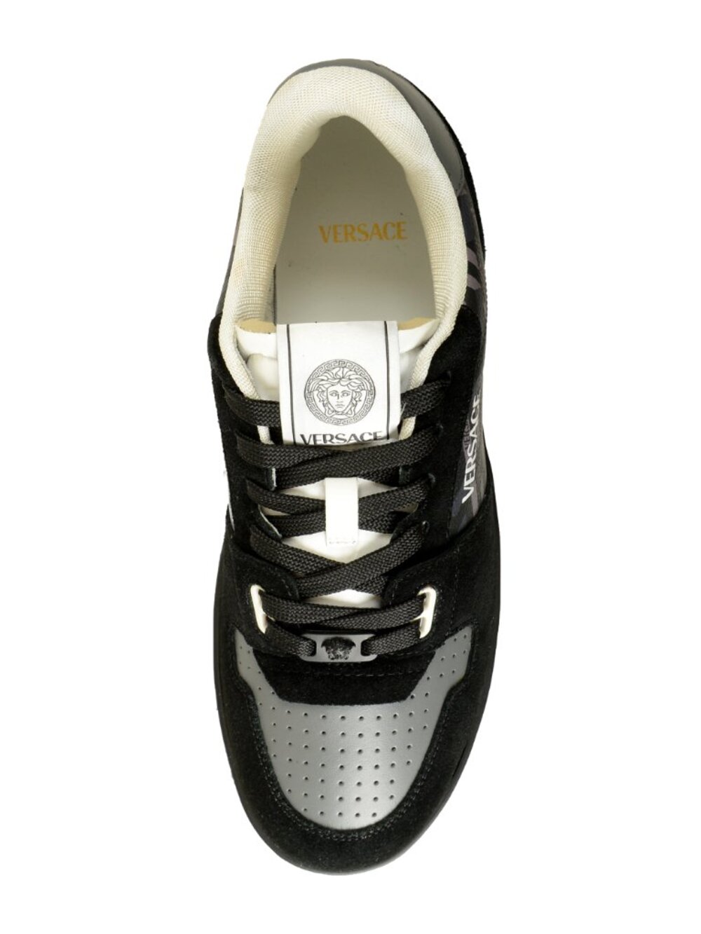 Versace Men's "The Greek Print" Leather & Suede Sneakers Shoes US 13 IT 46 - Picture 7 of 8
